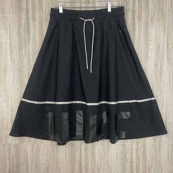 Vintage Nike Mesh Big Logo Skirt Size Medium Lined A Line Black / White Rush - Picture 1 of 13
